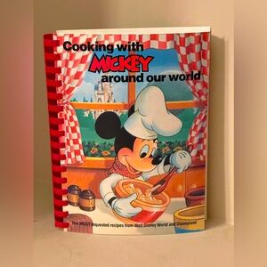 VTG Cooking with Mickey Around Our World Walt Disney Cookbook NWT